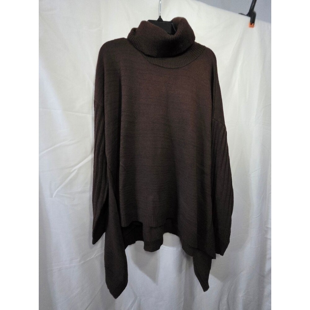 Belle by Kim Gravel Brown Turtleneck Poncho Sweater XL Women Cape